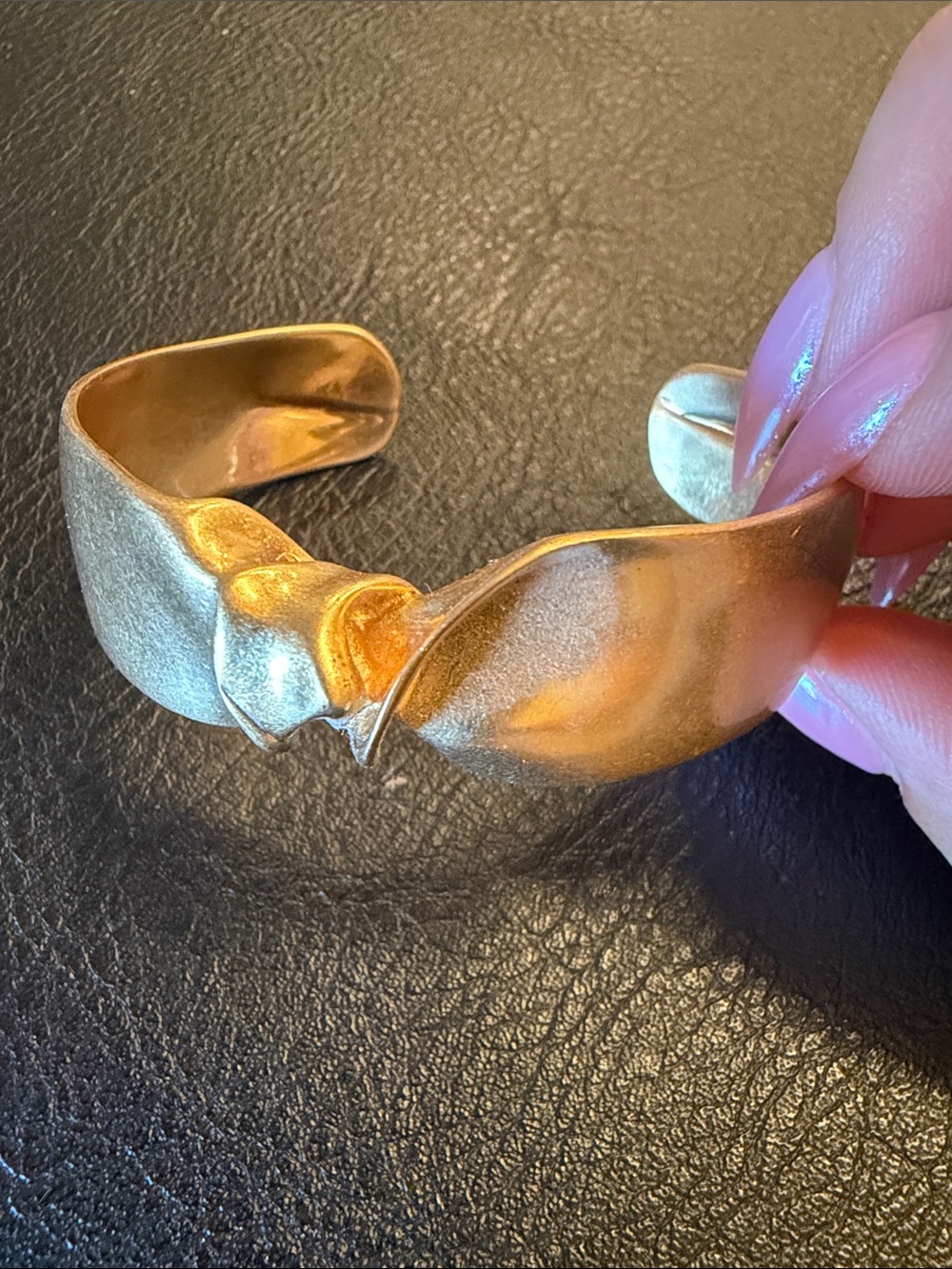 Stella & Dot Matte Gold Twisted Ribbon Cuff Bracelet